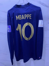 France 2022 World Cup Final Edition home kit fan version long sleeve with MBAPPE 10 & bagdes (Copy)
